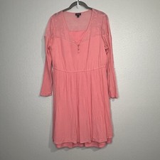 Torrid Skater Dress Size 0X Large Embroidered Mesh Gauze Long Sleeve Rayon