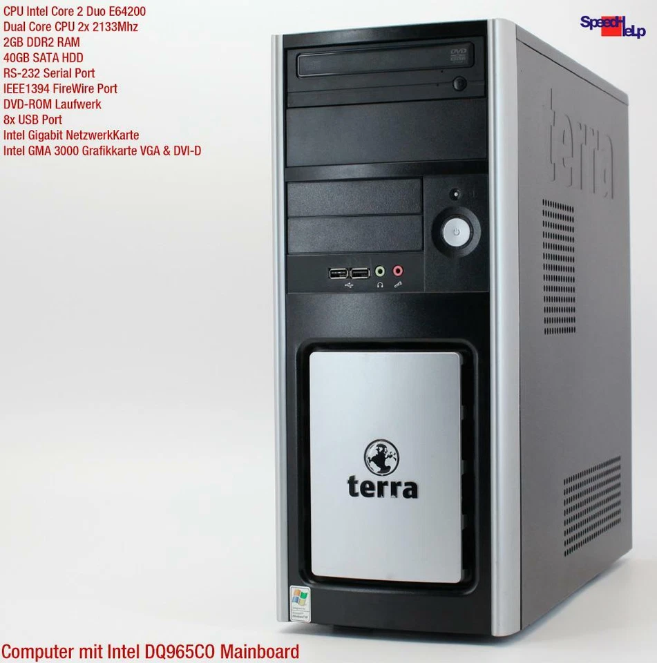 INTEL DQ965CO Core 2 Duo E6420 Computer PC Windows Win XP 7 VGA DVI 2GB RS-232 - Image 2 of 4