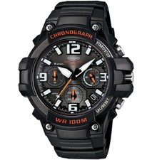 Casio MCW100H-1AV, Men's Chronograph Watch, 100 Meter WR, Black Resin, Date, NEW