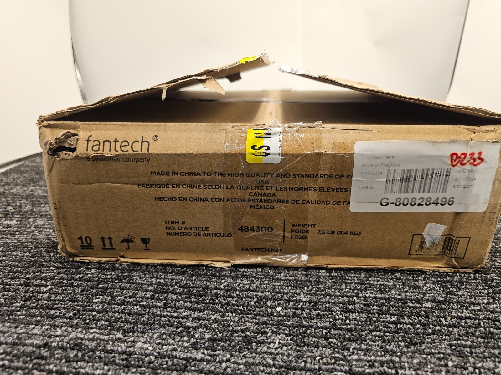 Fantech 18W Single Speed AC Bathroom Fan, 120V, 80 CFM, 60 Hz White 484300