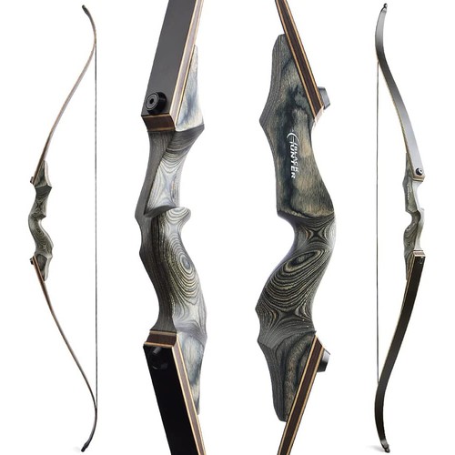 60'' Archery Hunting Bow Takedown Recurve Bow 20-60lbs Wooden RH LH Black Hunter - Picture 21 of 31