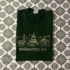 Vintage 90s Washington D.C. Dark Green Graphic Single Stitched Destination Tee