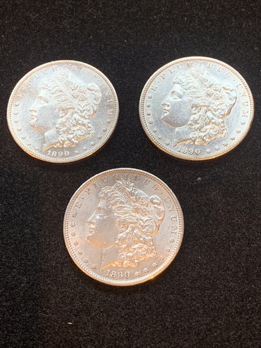 3 STÜCK LOT 1890-ER MORGAN DOLLARS ALLE AU++ SIEHT UNC aus