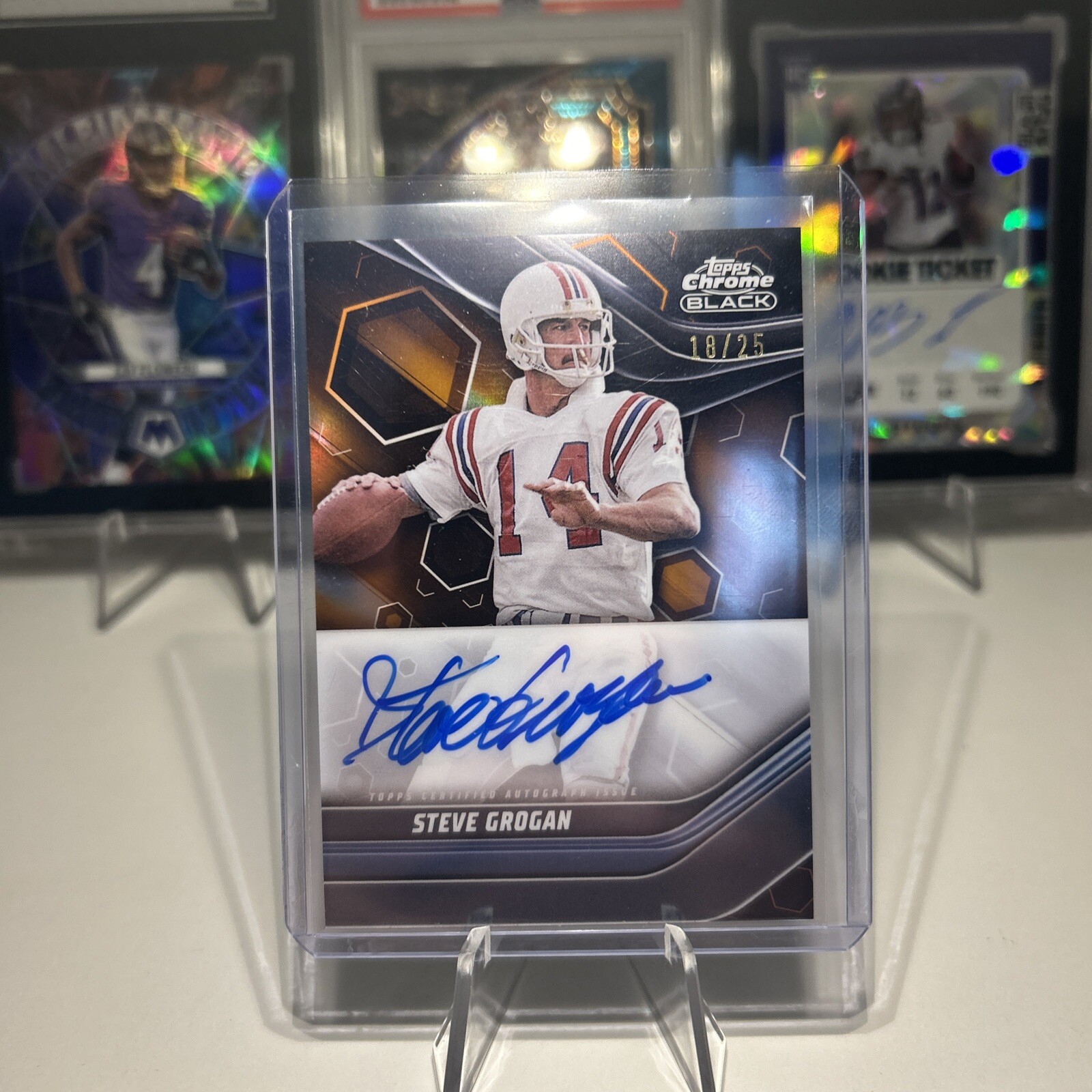 2023 Topps Composite - Topps Chrome Black Autographs Orange  Steve Grogan /25