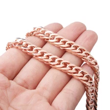 8mm Women Rose Gold Stainless Steel Curb Cuban Link Chain Necklace Jewelry Gift