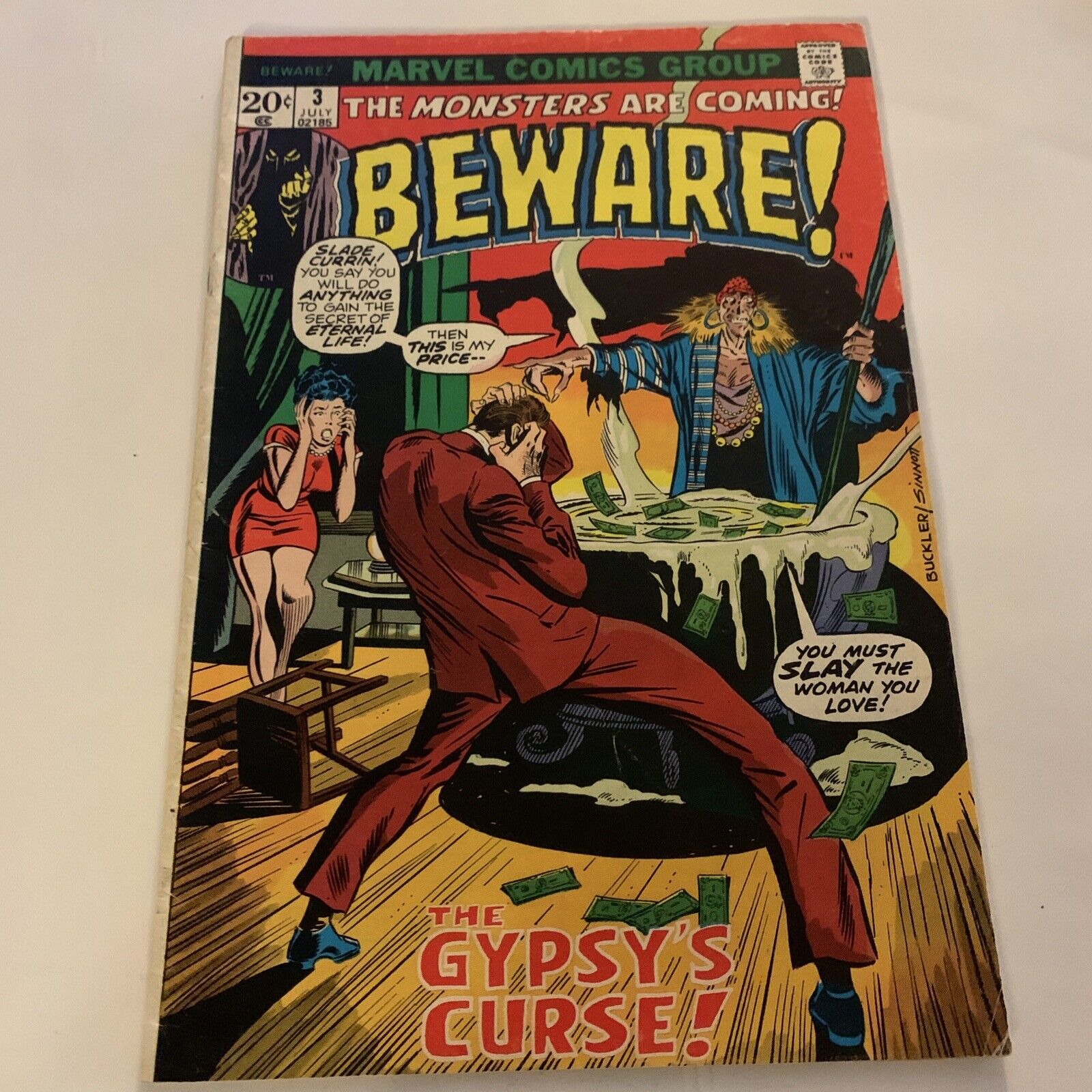 BEWARE 3 MARVEL HORROR 1973 Comics Book Gypsys Curse