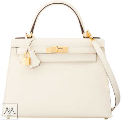 Hermes Kelly Bag 28cm Epsom Leather Nata GHW - 100% Authentic