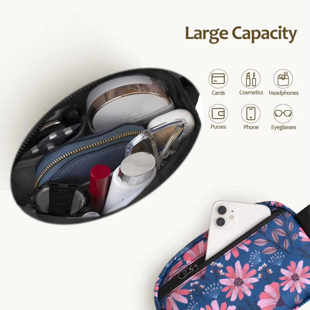 Unisex Belt Bag Floral Fanny Pack for Women Men with Adjustable Strap Small W...