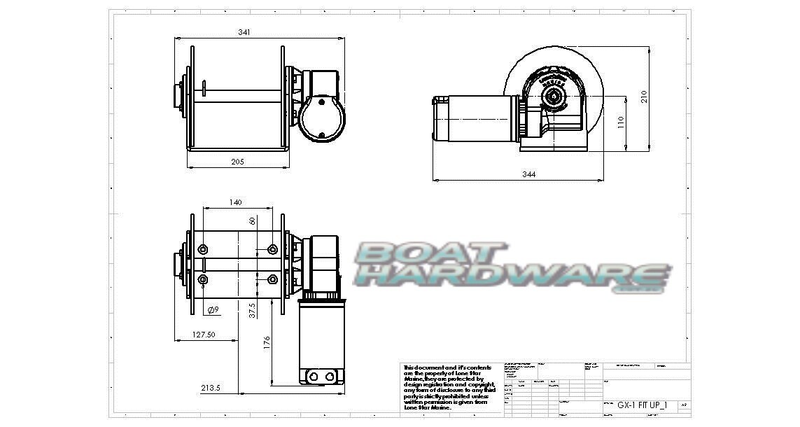 GX1 Lone Star Anchor Winch COMBO KIT 600W Electric 200mm Drum up to