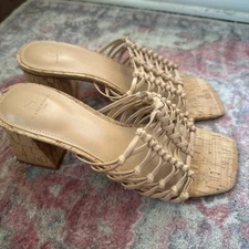 Marc Fisher Sandal Dress Colica Faux Leather Heeled Mules neutral size 7.5