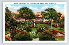 Postcard Florida Ormond Beach FL Rockefeller Winter Home 1940s Unposted Linen