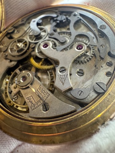 Antique Swiss Pocket Watch Fleurus Geneve Chronograph Gold Plated Case - Picture 17 of 22
