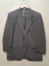 Vintage Burberry Men's Wool Sport Coat Blazer Charcoal Gray Windowpane Size 42S