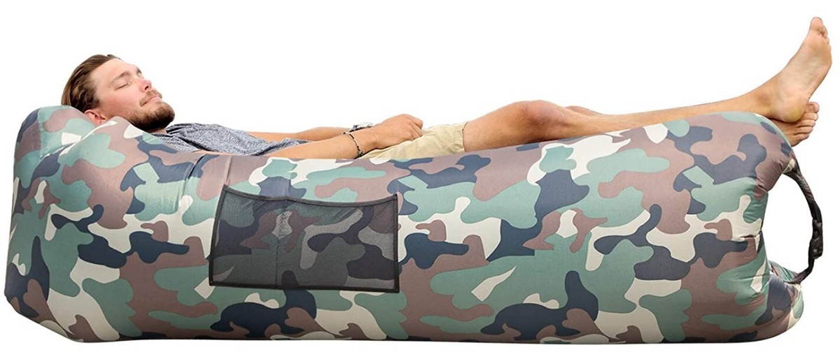 AlphaBeing Inflatable Lounger Camo Green Air Sofa Chair For