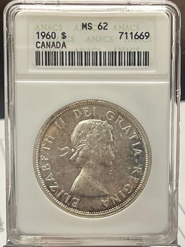 SILVER 1960 Canadian Dollar MS 62 Anacs SS~166