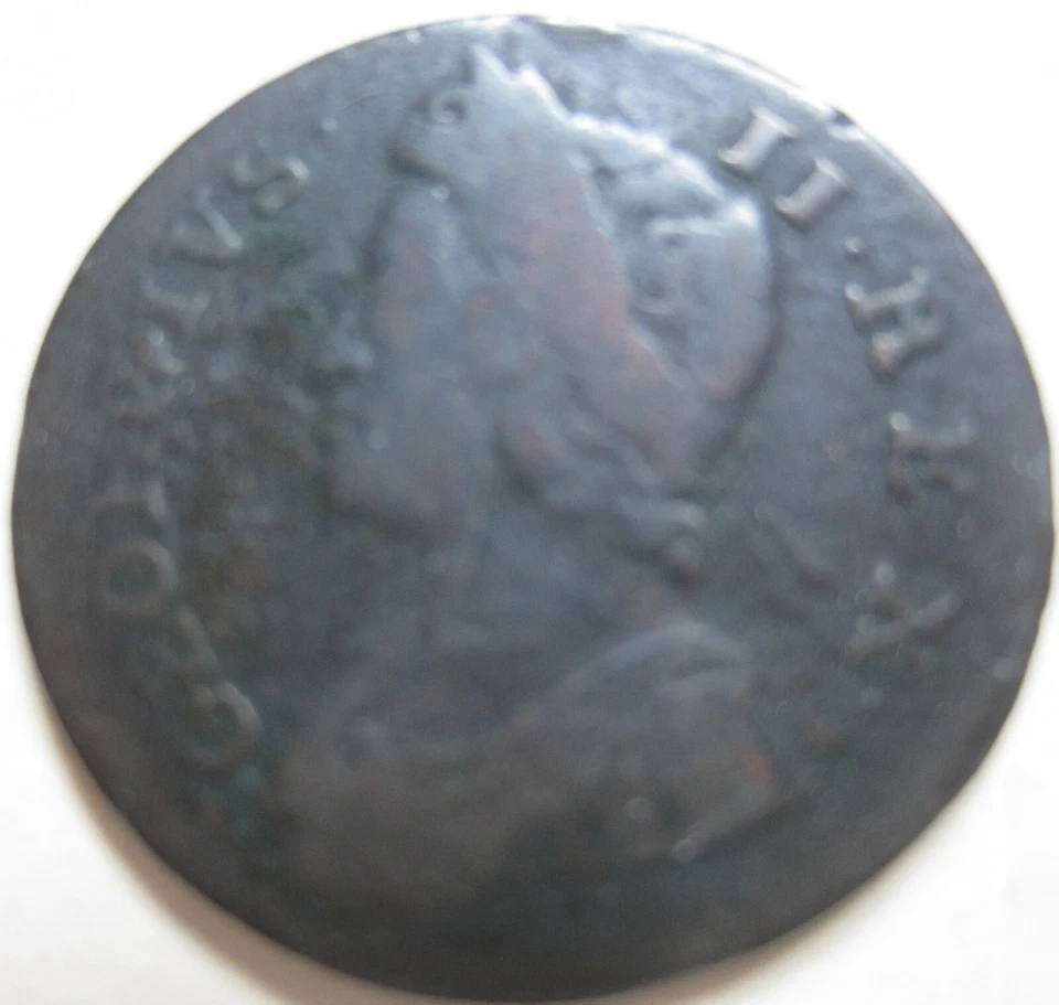 1738 Great Britain UK Half Penny Coin. BETTER GRADE 50 cents 50c (W145) - Image 4 of 4