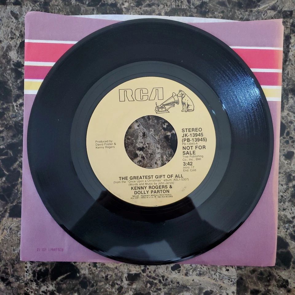 PROMO Kenny Rogers Dolly Parton The Greatest Gift Of All 7" 45 RPM RCA JK-13945 Foto 2 de 3