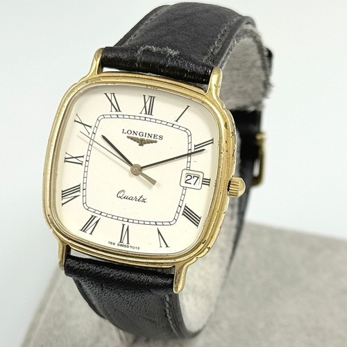 LONGINES L156.4 HERREN 31MM DATUM WEISS VINTAGE UHR SWISS QUARZ F1000