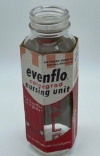 EXCELLENT Vintage Hexagon Evenflo 8oz Glass Baby Bottle with Vintage Sleeve