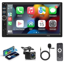 7" 2DIN Car Stereo Radio Carplay Touch Screen BT FM USB AUX MP5 Player + Camera