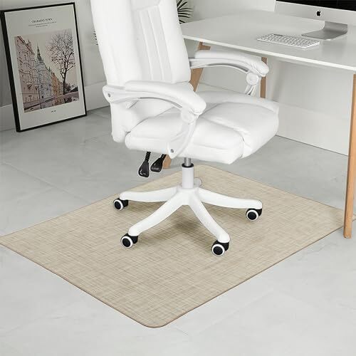 Heavy Duty 36x48 Beige Linen Chair Mat for Hardwood Floors