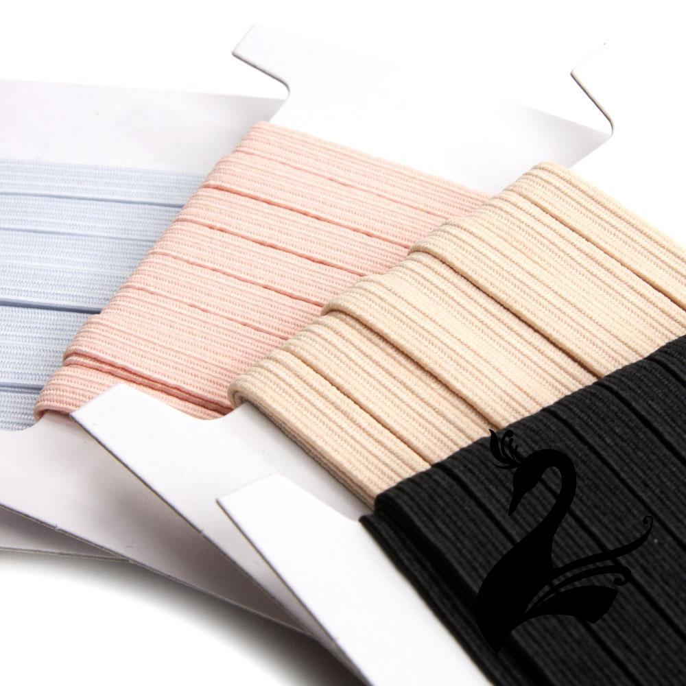 6mm Braided Flat Elastic Stretch Trim - 5m Pack for Crafting and Sewing Projects