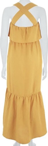 BEAUMONT ORGANIC Yellow Linen Maxi Sun Dress Size Large Holiday SUMMER - Picture 9 of 9