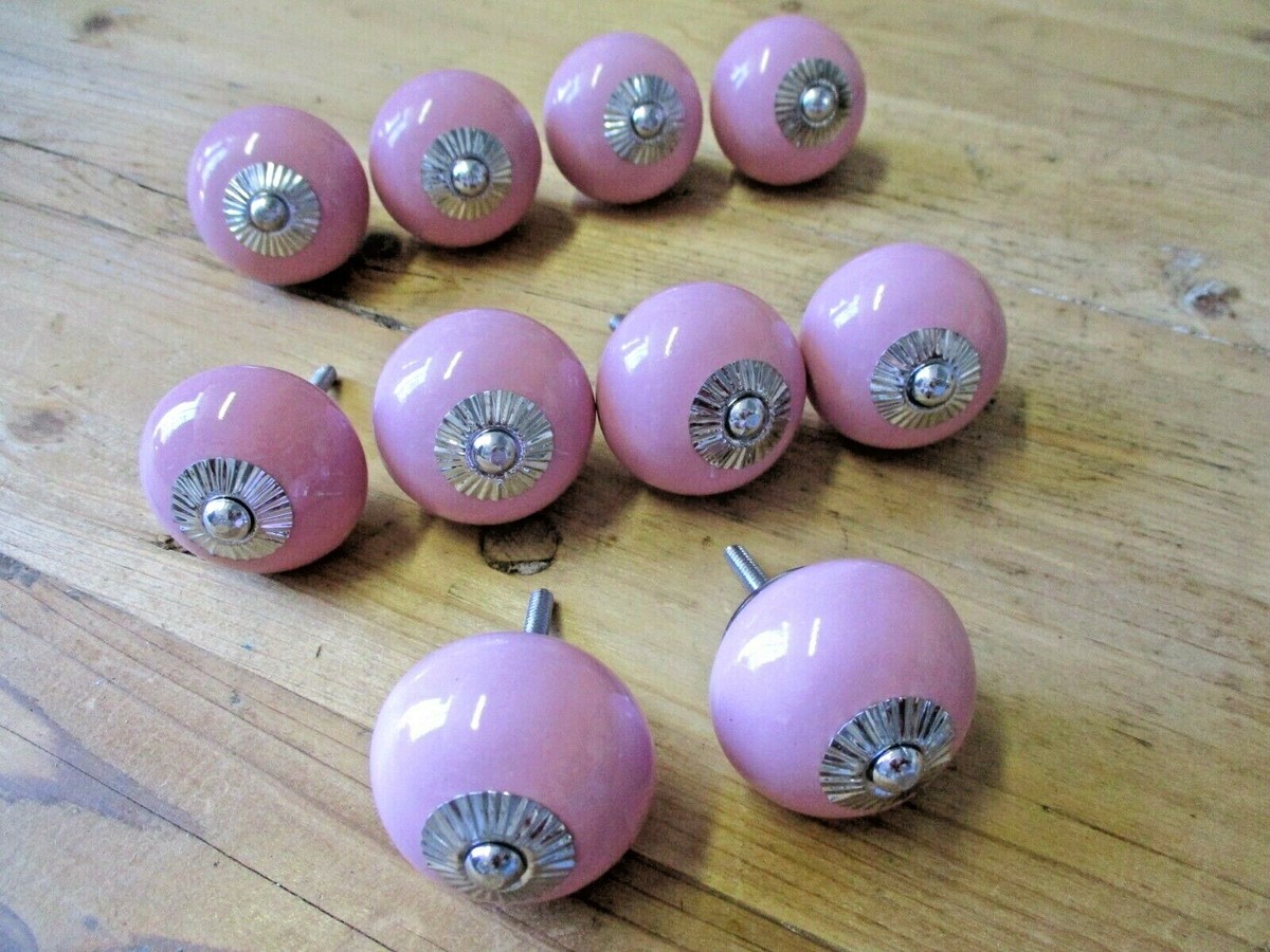 10 Pink Ceramic Drawer Door Knobs Pulls Handle Cabinet Dresser Hardware Round 10 Pink Ceramic Drawer Door Knobs Pulls Handle Cabinet Dresser Hardware Round
