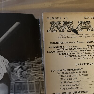 MAD MAGAZINE #73 - SEPTEMBER 1962 Rough Cover Shipping included | eBay