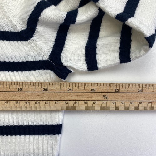 GANT Women White Light Cotton Breton Stripe Crew Neck Sweater Jumper Size L - Picture 7 of 11