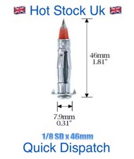 Heavy Duty Hollow Wall Anchor, Brolly Plasterboard Fixings M4 x 46, 7.9mm x 46mm