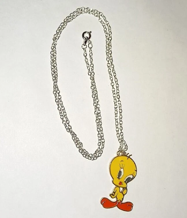 NEW SILVER COLOUR TWEETY PIE PENDANT 18 inch CHAIN NECKLACE
