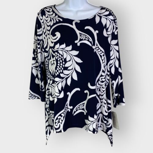 NEW | Clara Sun Woo Parachute Hem Tunic Top | S | Blue White Paisley | USA