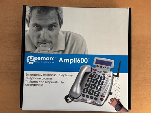 Geemarc AMPLI600 Emergency Response Amplified Phone Large Numbers Silver NEW