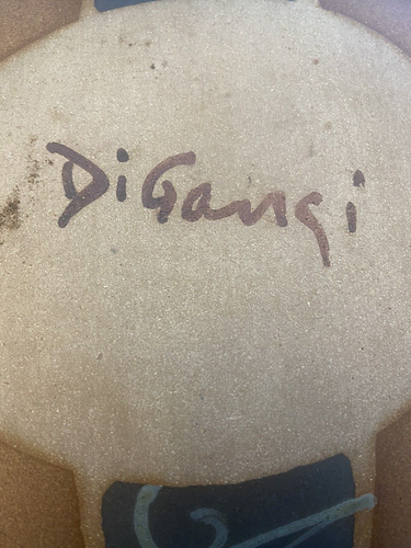 vintage Frank DiGangi Studio Pottery Art Tray brown gray swirls 11"x9" signed - Picture 4 of 4