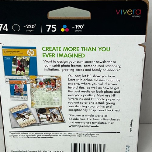Genuine HP 74 75 Tri-color Combo Ink Cartridge Expiration August 2011 Sealed - Picture 4 of 7