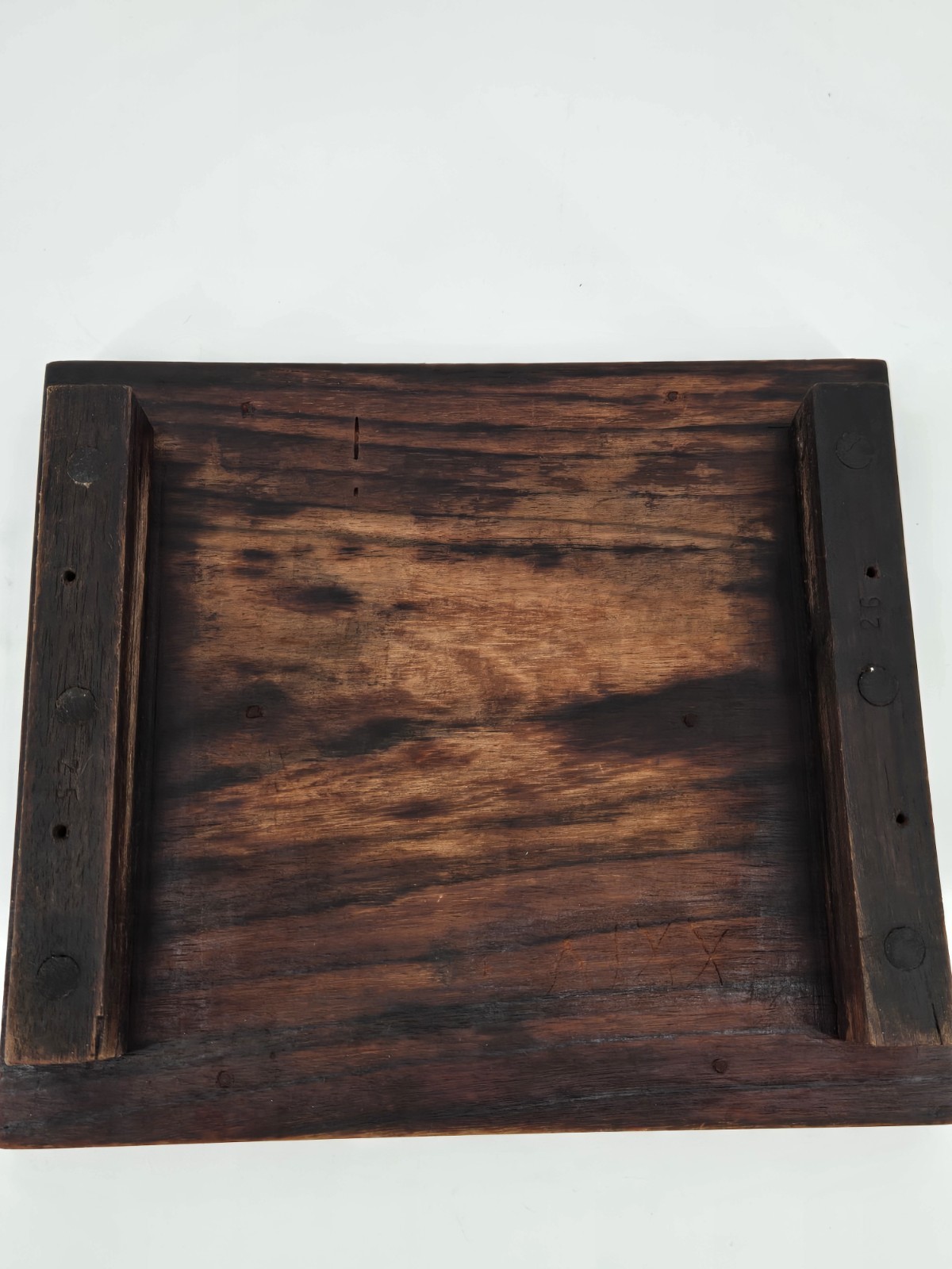 Antique Persian Inlaid Marquetry Folk Art Poetry Wooden Tray Table Footed Panel 