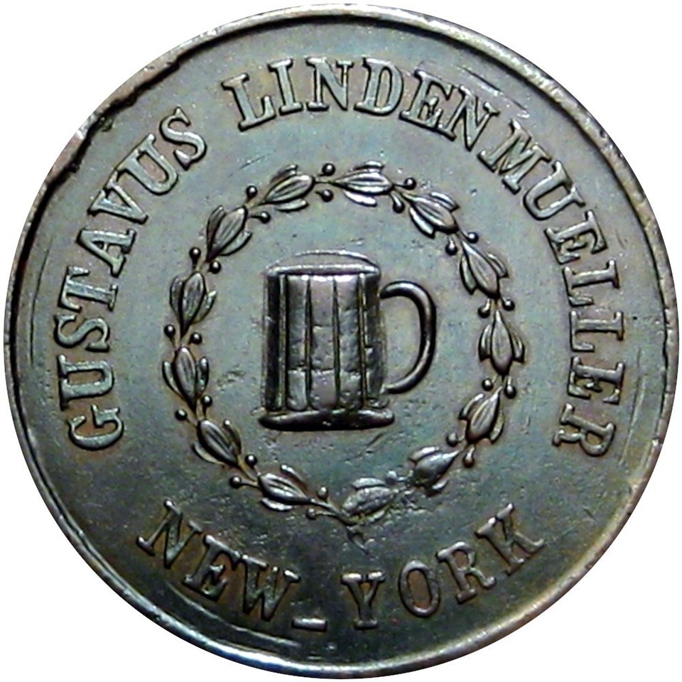 1863 New York City Civil War Token Gustavus Lindenmueller Beard Beer ...