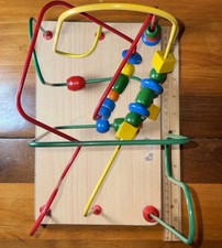 Wooden Wire Bead Maze Toy Roller Coaster Educational Sensory Vintage kids L 53 