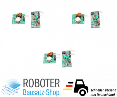 3Stück 433MHz RF Funkmodul Wireless Transmitter/Sender + Receiver/Empfänger Set