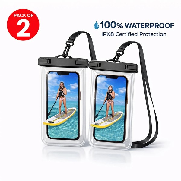 Pack De 2 Funda Impermeable para Teléfono Subacuática Universal Bolsa Seca Móvil