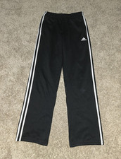 adidas Black Track Pants White 3-Stripes Pull...