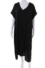 H By Halston Womens V Neck Short Sleeves Maxi Dress Black Size Extra Large