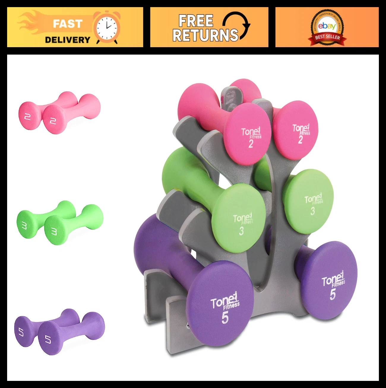 3 Pairs of Adjustable Dumbbells Set - Lightweight Hand Weights for Home Gym