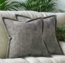 Gray Chenille Throw Pillow Covers Set 0f 2 Modern Pillowcase (16x16 18x18 20x20)