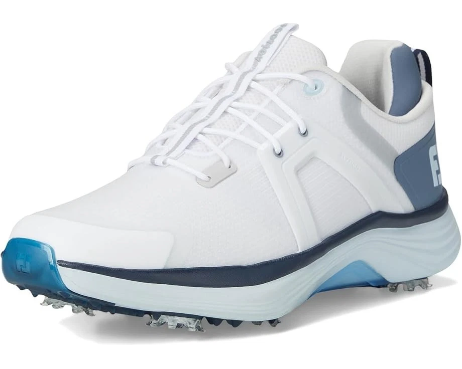 Sapatos masculinos de golfe FootJoy HyperFlex com chuteira (branco/azul ardósia) tamanho 11,0 M - Imagem 4 de 4