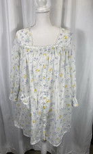 Talbots Intimates Nightgown Long Sleeves Cottage Core Lace Lemons Flowers Size P