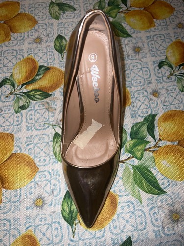 Weeboo Gold High Stiletto Heel Shoes Pointy Toe Pump 9 - Picture 9 of 14