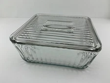 Vintage Anchor Hocking 1932 Design Ribbed 9x9 Refrigerator/Baking Dish & Lid