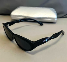 BALENCIAGA Women’s Cat Eye Sunglasses Black Plastic Frame Black Tinted